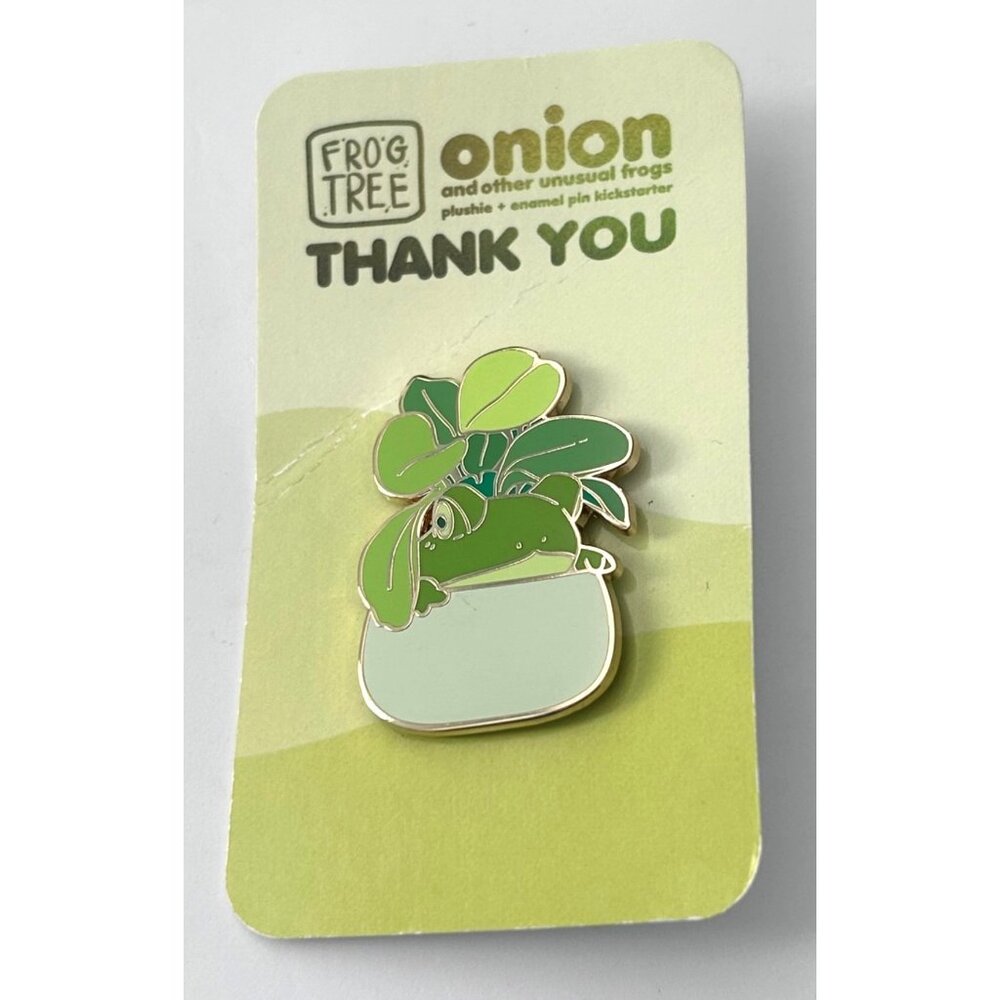 Frog Tree Onion Frog Enamel Pin In Plant Pot 1.5 Inch Cute